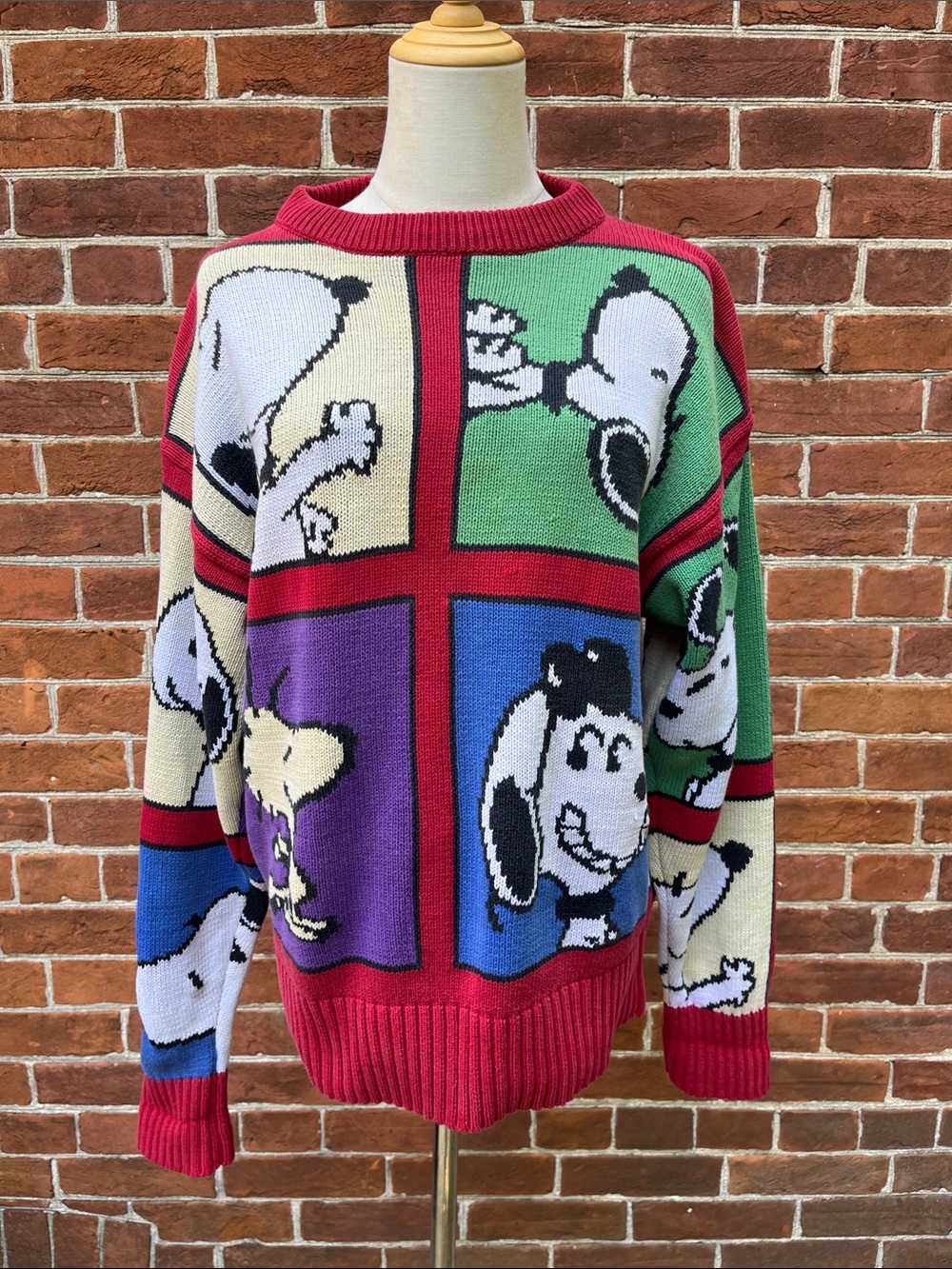 Vintage '90s Snoopy and Friends by Bill Ditfort Peanuts Colorblock Knit Sweater